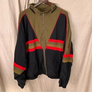 Vintage Pro Gear Size XL Olive Green/Black/Red Men's Track Windbreaker Jacket